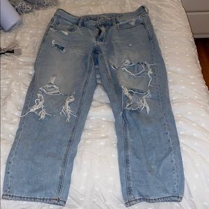 American eagle high rise tom girl jeans distressed